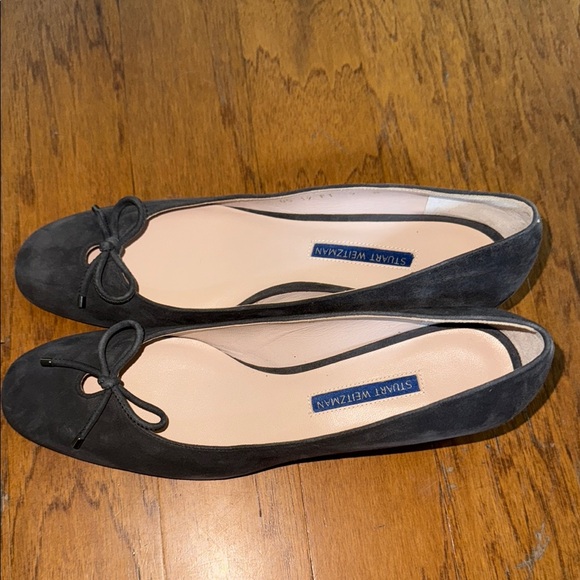 Stuart Weitzman Charcoal Suede Loafers - Picture 1 of 2